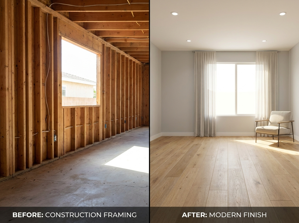 Construction in progress on a San Diego home improvement project