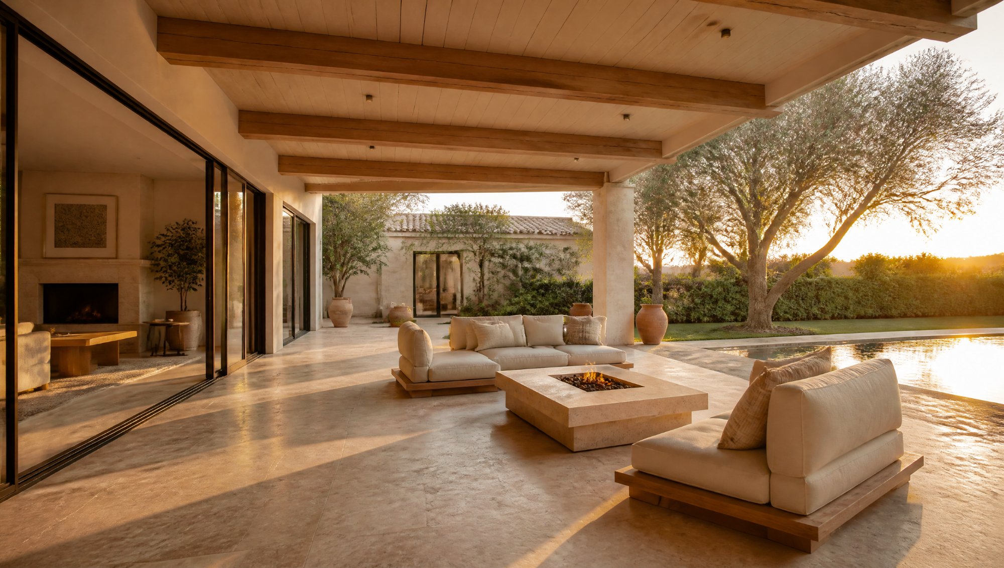 Covered outdoor living terrace built during a San Diego home remodel
